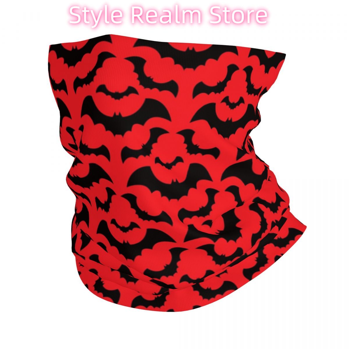 Neck Gaiter Face Cover - Bandana Motif Kelelawar Penyihir Gotik, Penutup