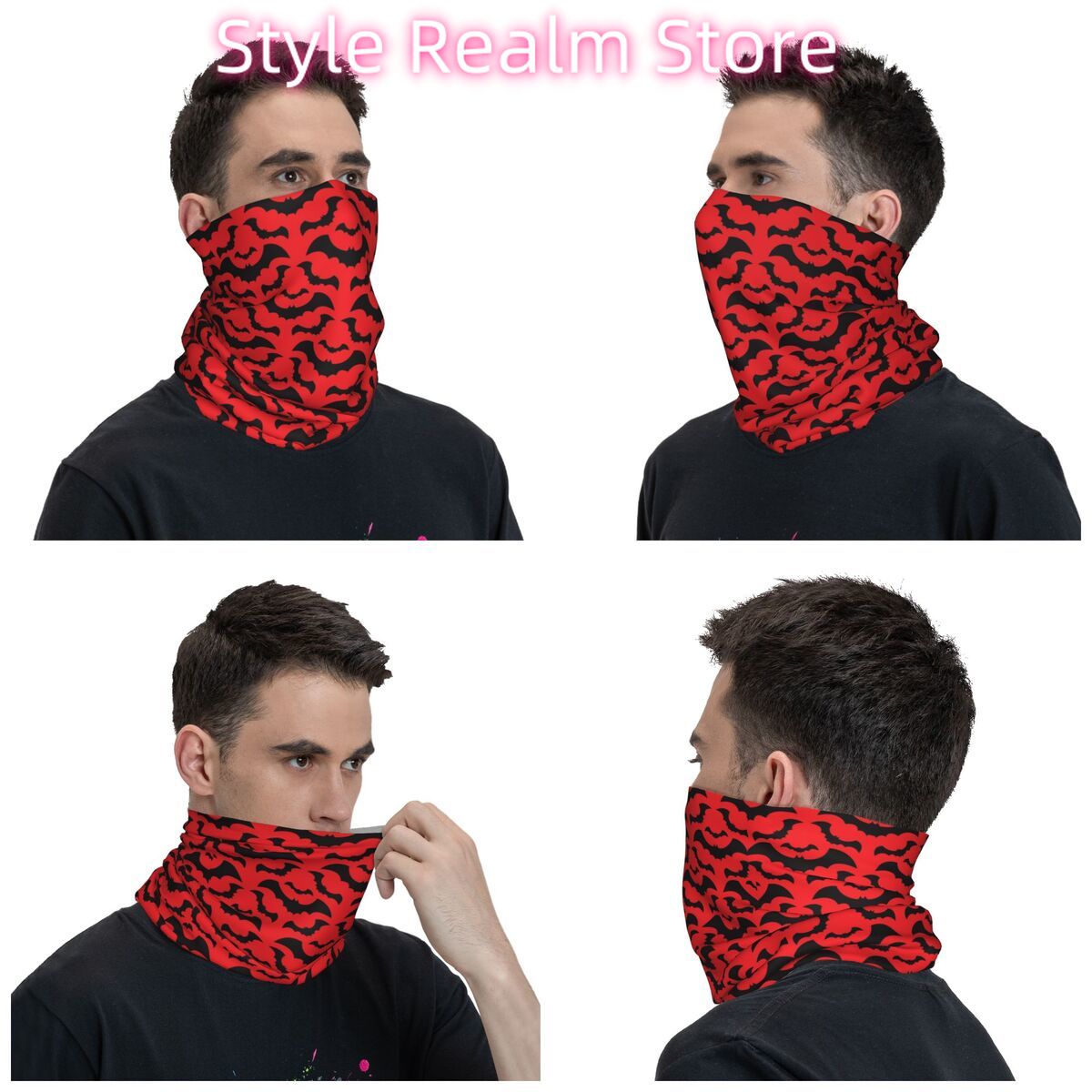 Bandana Motif Kelelawar Penyih - Neck Gaiter Face Cover ulasan dan harga