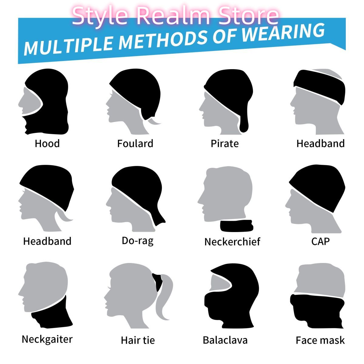 Bandana Motif Kelelawar Penyih - Neck Gaiter Face Cover ulasan dan harga
